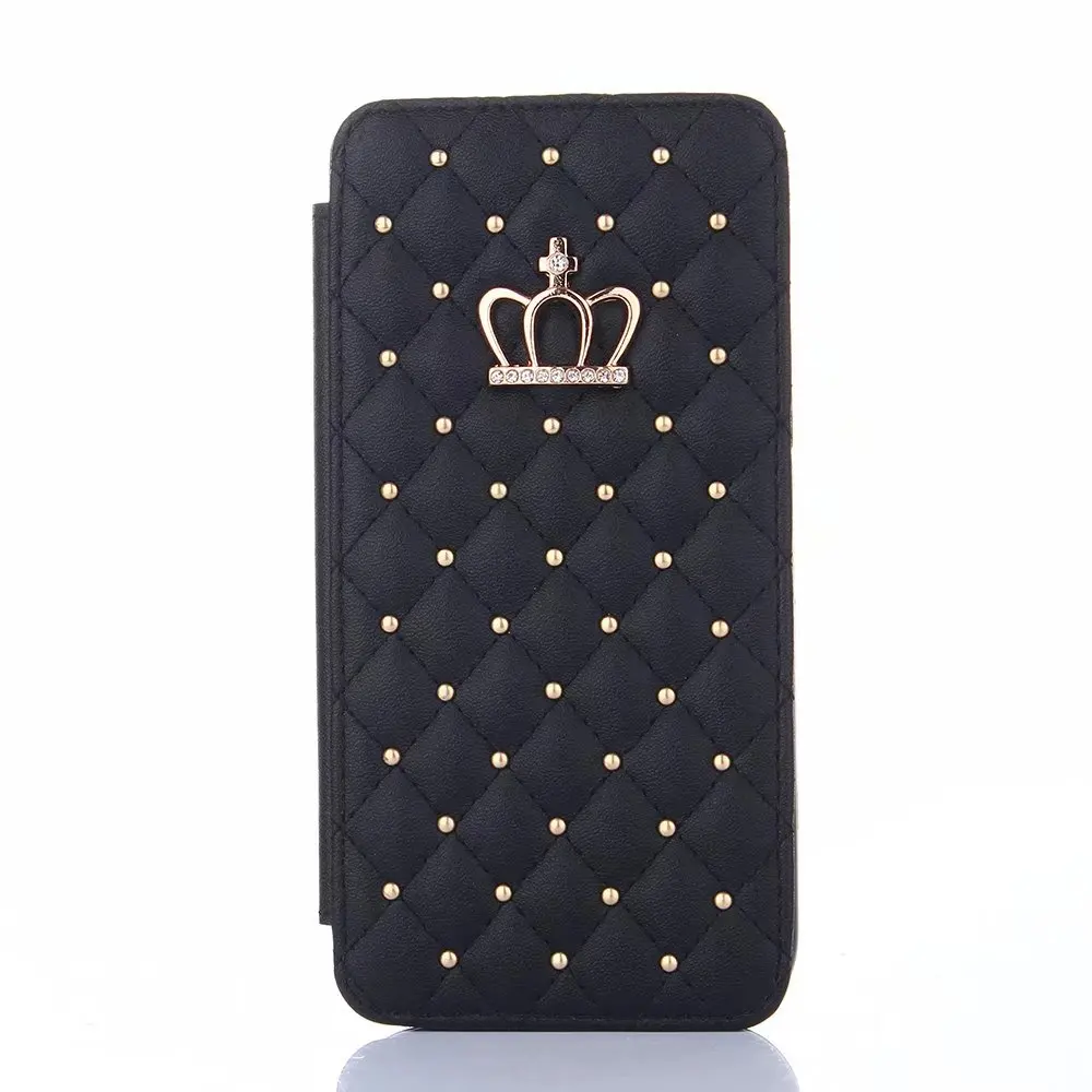 Black Для samsung galaxy A3 A5 A6 A8 J3 J4 J5 J6 Plus J7 кошелек с блестящей короной и бриллиантами Кожаный чехол-книжка с подставкой Чехол для телефона - Цвет: Black