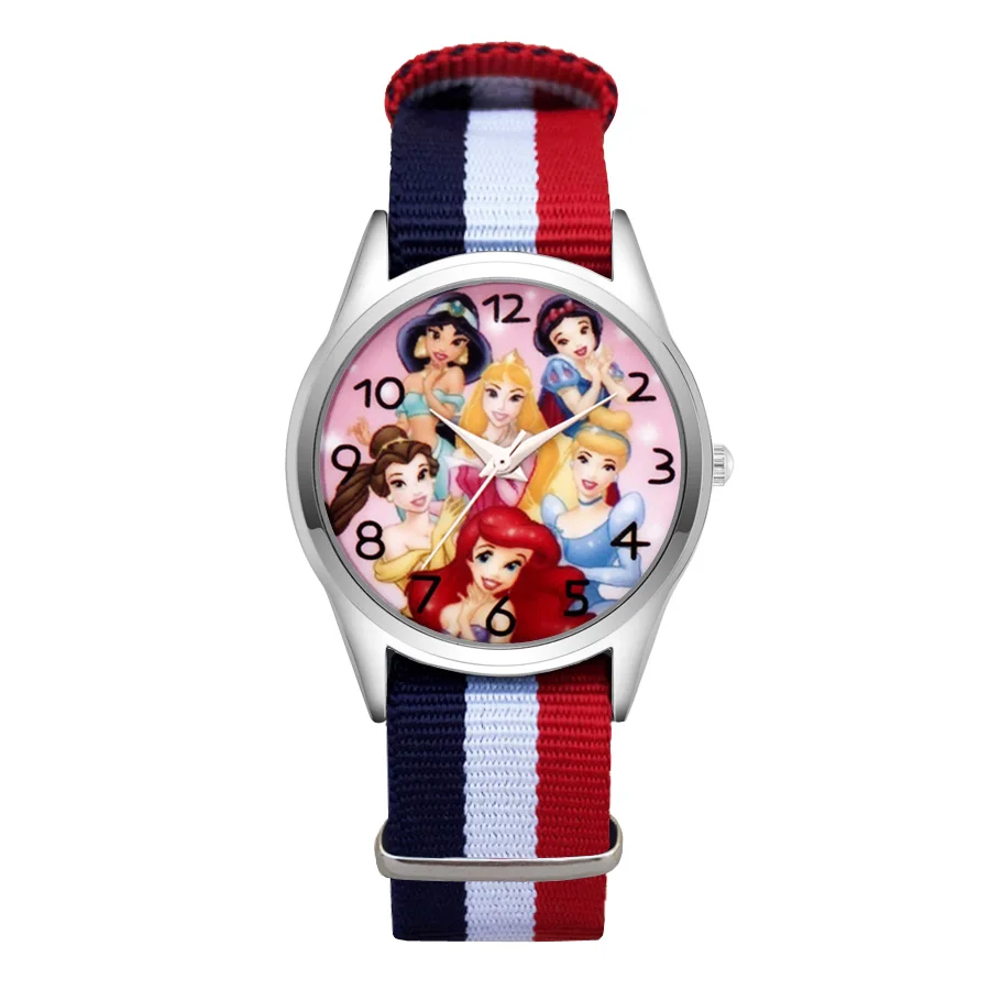 

Fashion Cartoon pretty princess style Watches Women's Girls Students Boy's Children Nylon Strap Quartz Wrist Watch Clcok JC26