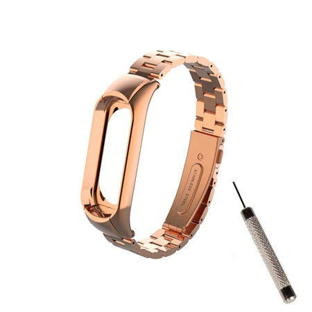 steel rose gold Сменный Браслет mi band 3, металлический ремешок на запястье, браслет из нержавеющей стали, браслет mi Band 3, ремешок для Xiaomi mi band 3, аксессуары - Цвет: steel rose gold