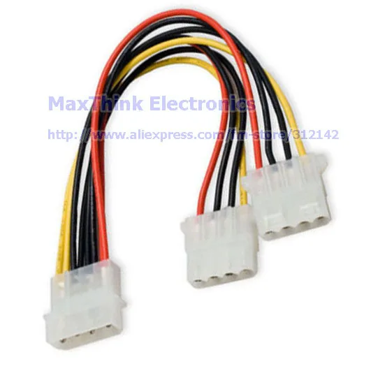 4 булавка Molex IDE вилочная часть к 2 порт / двойной женское Y сплиттер электропитание