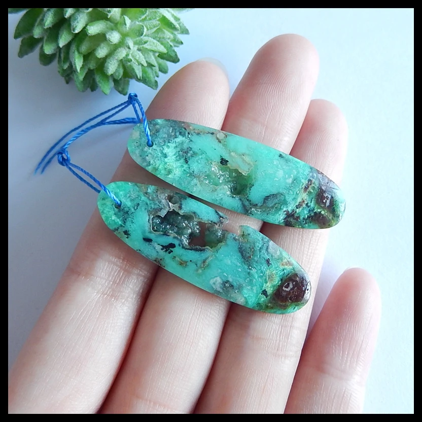 Подарок на день рождения, натуральный драгоценный камень, нуггет Chrysoprase Модные женские серьги, модные ювелирные изделия для женщин серьги, 42x14x5 мм, 8,3 г