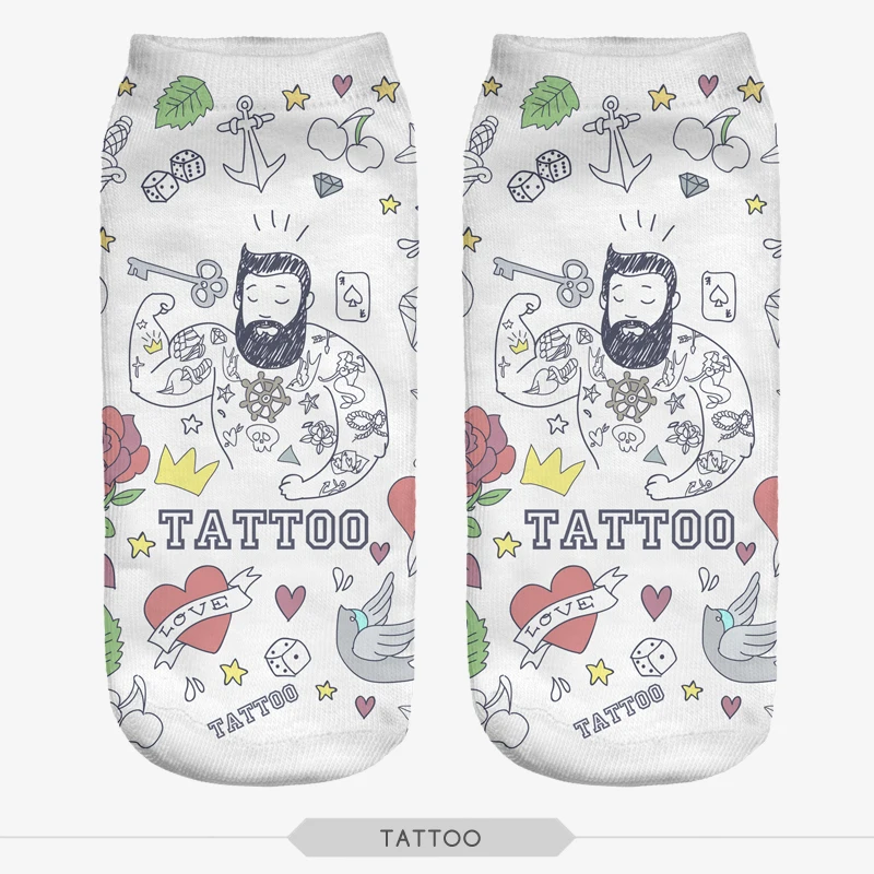 Носки женские с 3D принтом кактуса забавные разноцветные мопса курицы