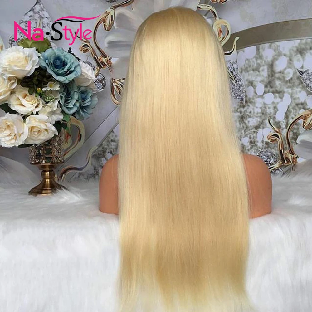 613 парик из прозрачного кружева спереди al Blonde человеческих волос цвет длинный