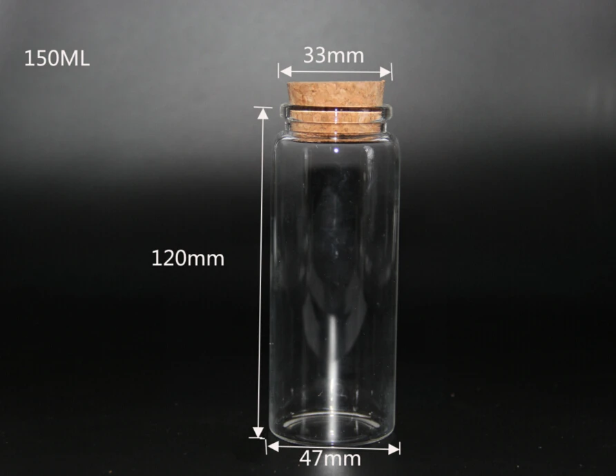 24pcs/lot 47*120mm 150ml High Quality Glass Bottles With Cork Empty Jars Crafts Clear Food Spice Liquid Perfume Decor | Дом и сад