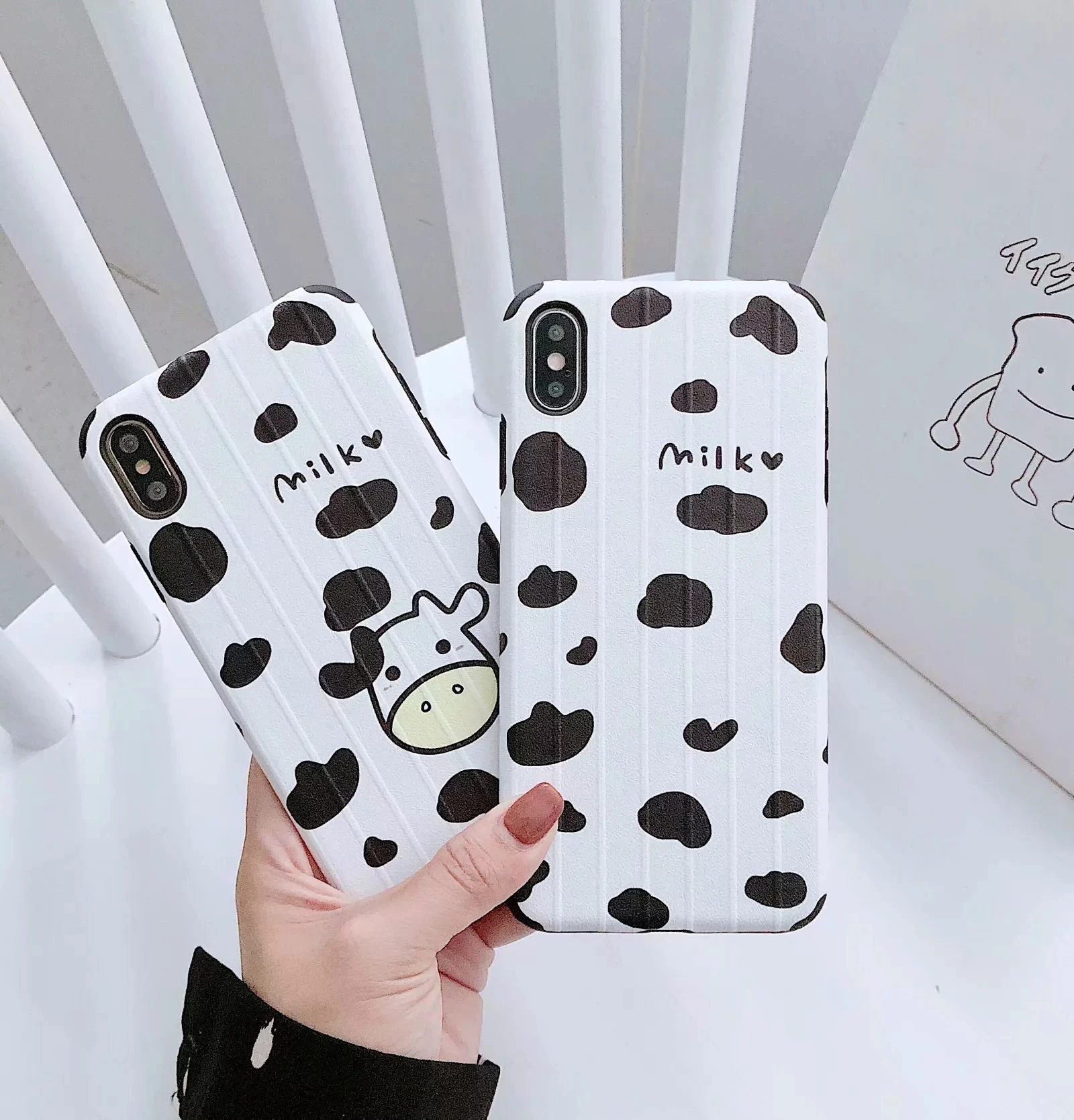 IToncs милый мультфильм коровья молоко для IPhone 6 S 7 8 Plus Белый Черный корова символ