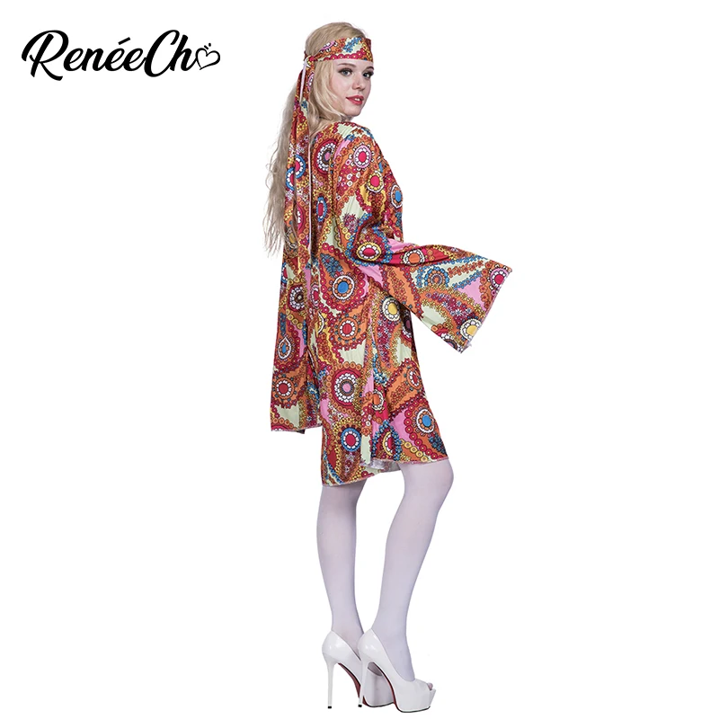Женский костюм для Хэллоуина Feelin Groovy дискотеки взрослых Костюм хиппи вечеринки