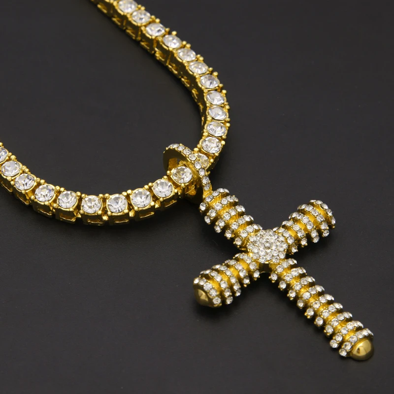 Manerson ювелирные изделия Хип хоп Bling кулон крест со стразами кубинская цепь Европа