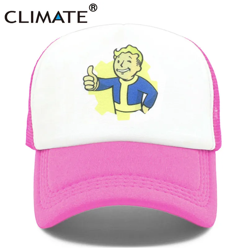 Климат Fallout Trcuker кепка мужская шляпа Nuka Cola Trcuker Кепка хранилище кепки для мальчиков мужчин и женщин забавные крутые Fallout Shelter сетчатая Кепка шляпа - Цвет: Rose
