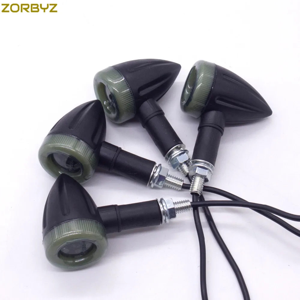 ZORBYZ 4X Универсальный черный мотоцикл светодиодный Янтарный фонарь поворотник задние тормозные огни Индикаторы