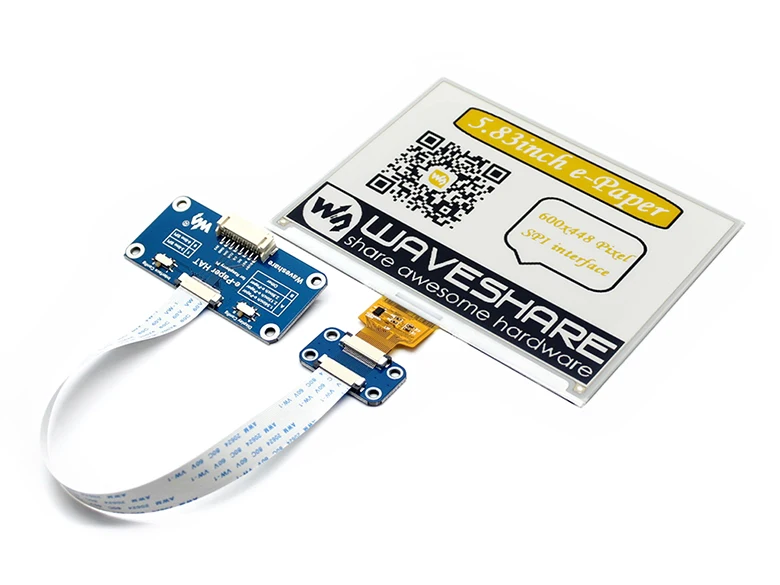 

5.83inch e-Paper HAT (C) 600x448, 5.83inch E-Ink display HAT for Raspberry Pi, yellow/black/white three-color e-Paper HAT (C)