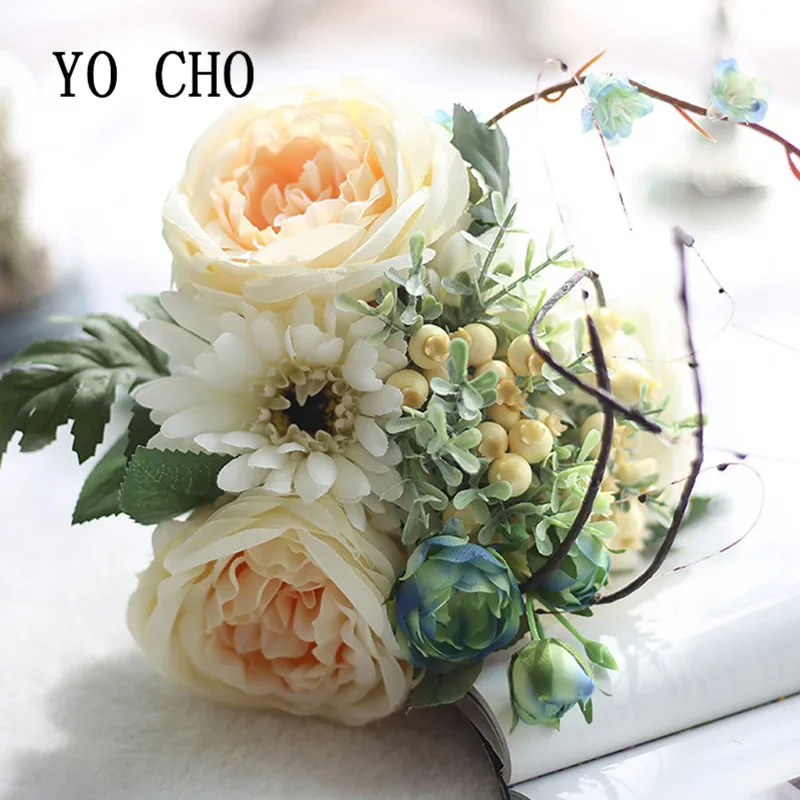 YO CHO букет невесты свадебные букеты для ягоды цветы пионы цвета слоновой кости |