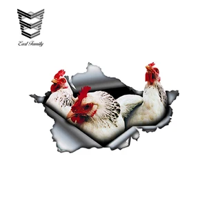 Наклейка для автомобиля EARLFAMILY, 13 см х 7,9 см, белая курица, водостойкая