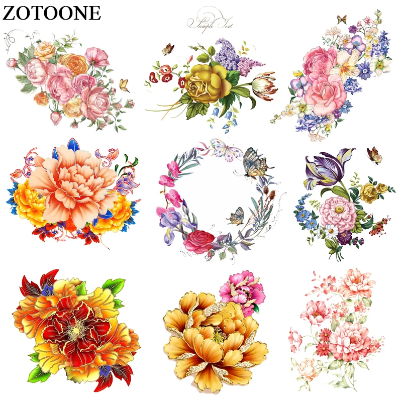 

ZOTOONE Flower Patches Iron On Transfers For Girl Clothes DIY Dresses Heat Vinyl Transfer A-level Washable Clothes Stickers E