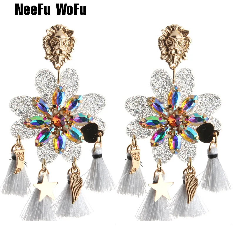 Новые висячие серьги NeeFu WoFu из смолы с кисточками большие для женщин большая