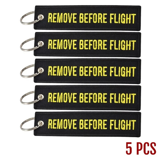 Black Yellow Remove Before Flight Chaveiro тег брелок с вышивкой брелок для ключей для авиации OEM Брелоки ювелирные украшения Чемодан бирка в виде брелка для ключей, 5 шт./лот - Цвет: Black Yellow
