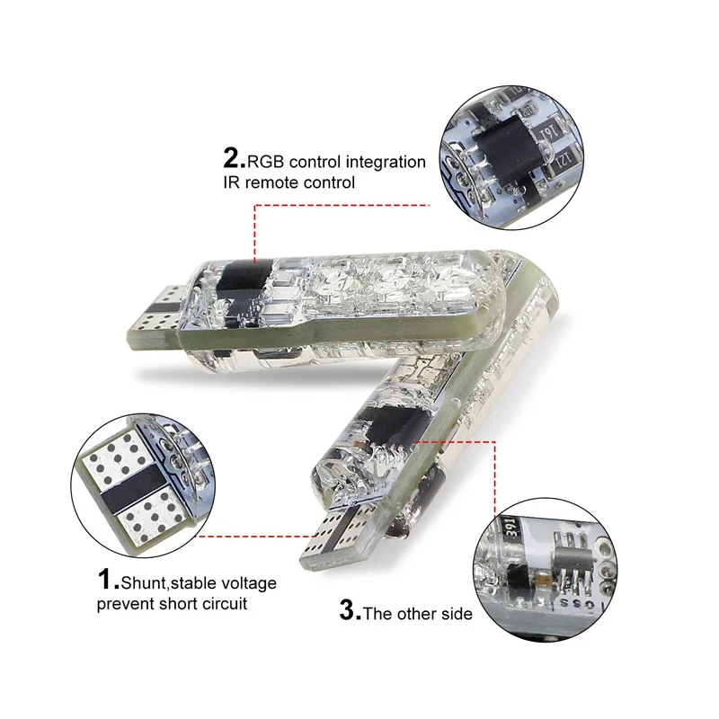 FLYCAR T10 W5W RGB LED подсветка для чтения интерьера автомобиля 16 видов цветов сменная