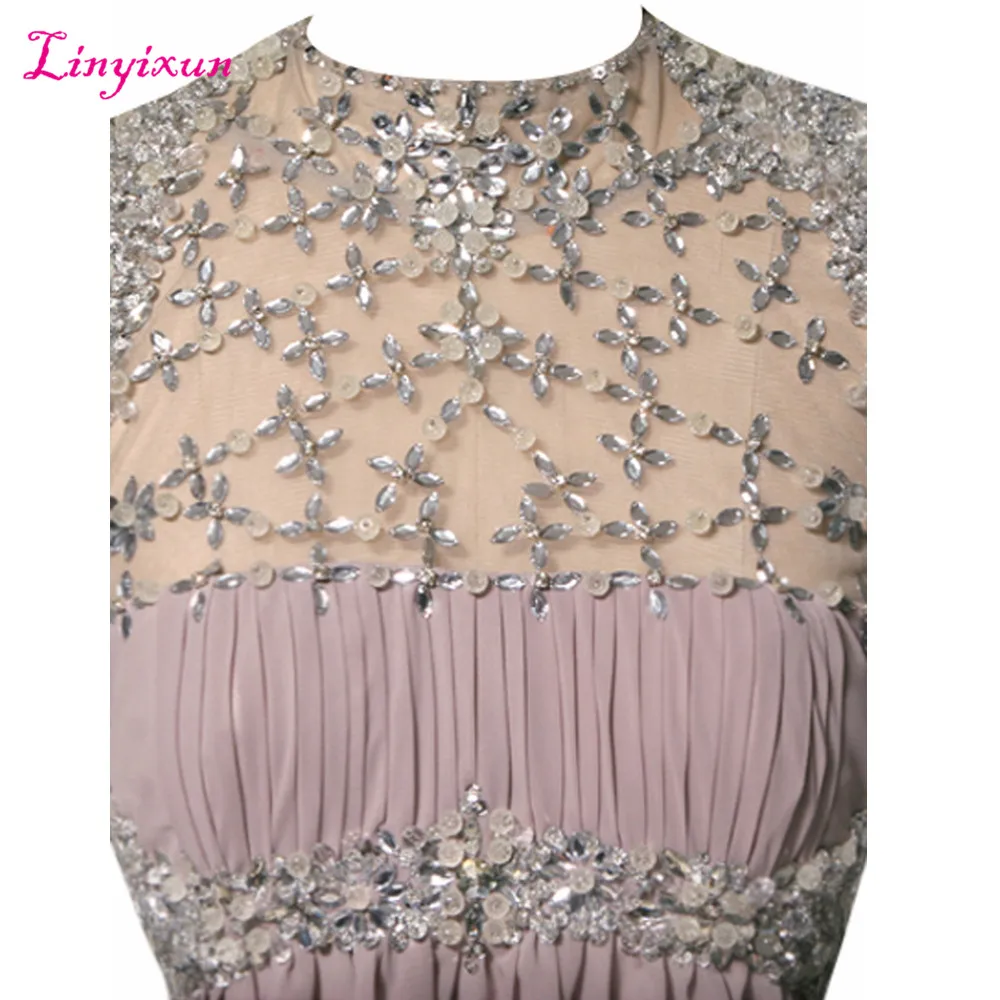 Linyixun настоящая фотография новые изысканные шифоновые длинные платья для