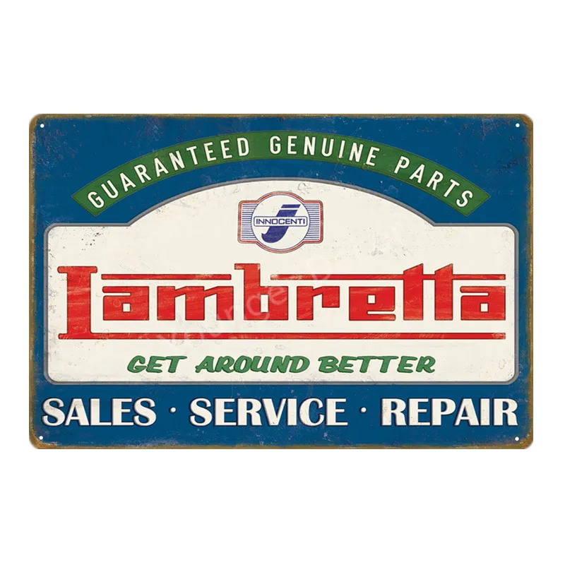 Классический электромобиль Lambretta металлический постер лучшие знаки для
