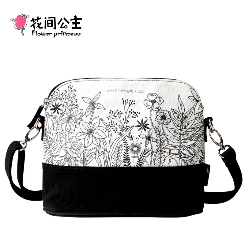 Брендовая холщовая женская сумка с цветочным принтом белые сумки-мессенджеры на