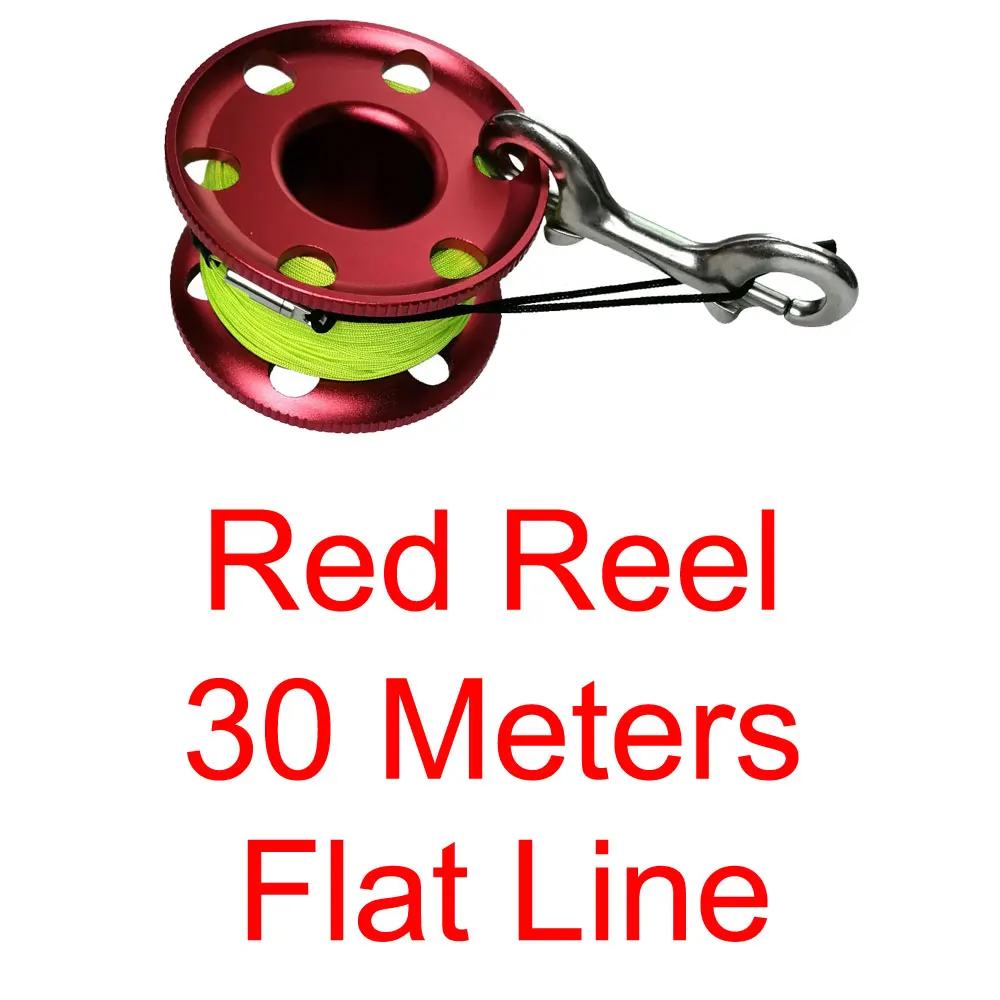 Red 30M Flat Line Подводная катушка для дайвинга катушка с нержавеющая сталь защелкивающийся зажим болта SMB безопасная колбаса пальчиковая катушка для подводного ныряльщика подводного плавания - Цвет: Red 30M Flat Line