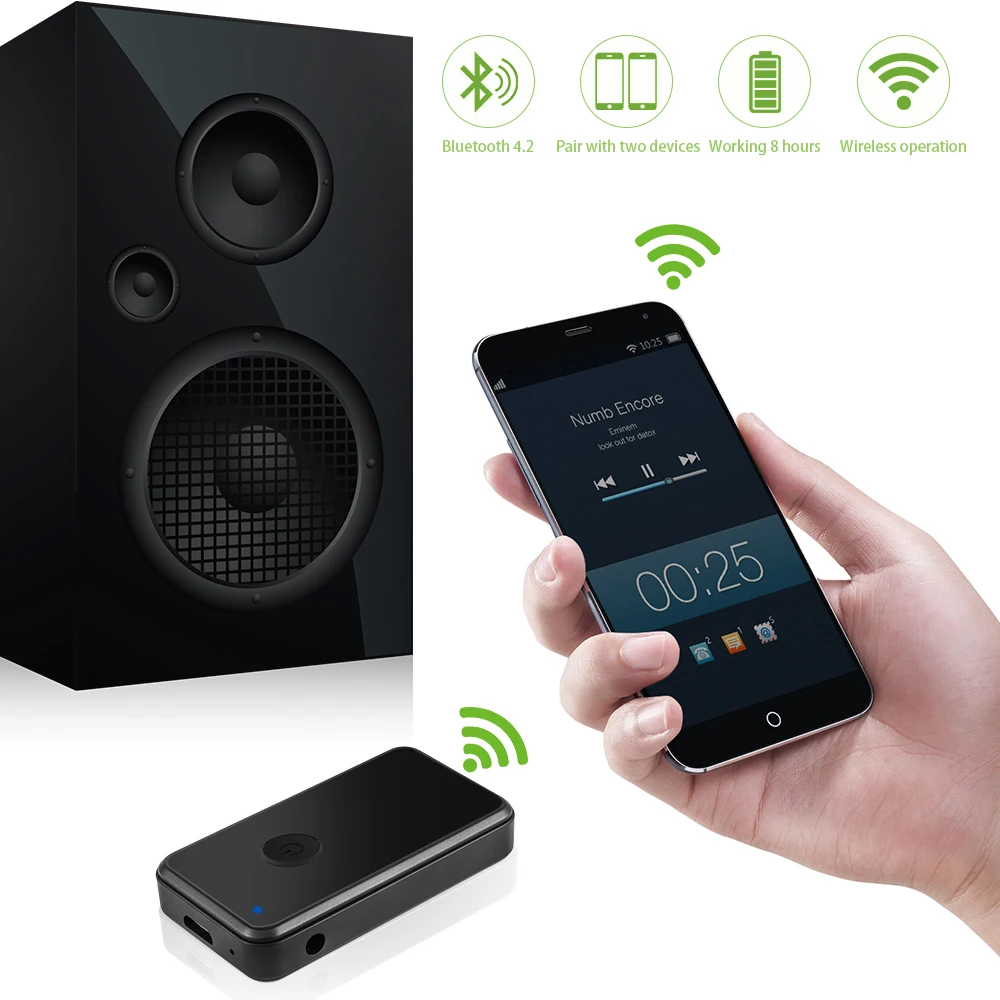 3,5 мм Bluetooth 4,2 приемник музыкальный аудио приемник адаптер Hands-free автомобильный комплект AUX набор для трансляции для динамика наушников стерео автомобиля