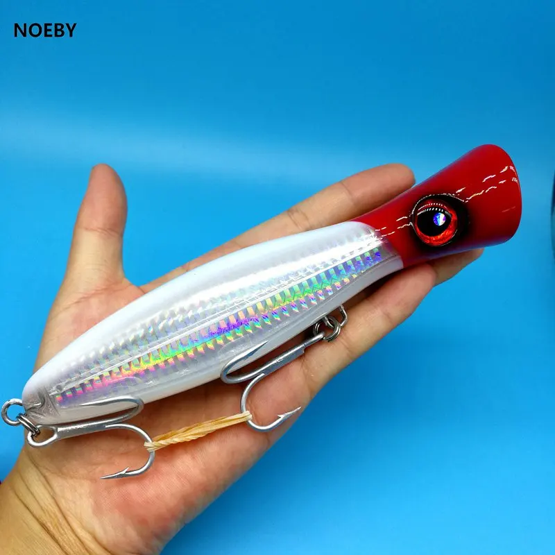 Noeby 1 шт. Topwater big Poppers 43 г/81 г/154 г 6 цветов глубокие морские рыболовные приманки верхняя вода тунец твердая приманка тройные Крючки - Цвет: 9602  81g 108