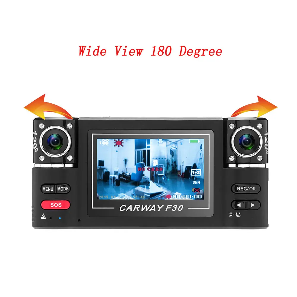 Podofo 2 7 &quotДвойной объектив автомобиля Камера широкий угол обзора HD 1080 P Цифровая