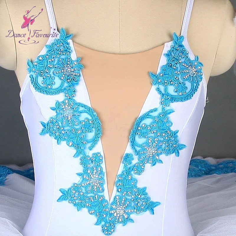 BLL010 Dance Favourite Ballet Tutu Pre-porfessional Costume Pancake Girl &amp Women with light sea blue applique | Тематическая