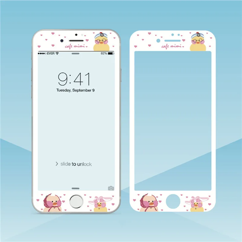 A Милое Защитное стекло для iPhone 8, 8 plus, 7, 7 plus, мультяшное закаленное стекло для iPhone 6, 6 S, 6 plus, 3D экран с мягкими краями, протектор - Цвет: A