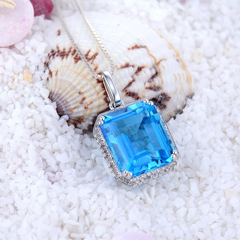 Подвеска 12x14 мм ESR15 из белого золота с изумрудной огранкой|pendant white gold|pendant goldpendant