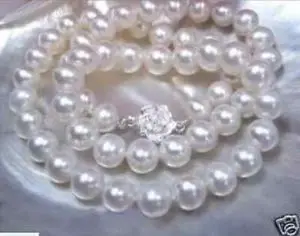 

Free shipping@@@@@ 8-9mm White Akoya Cultured Pearl Necklace 17.5" AA+002