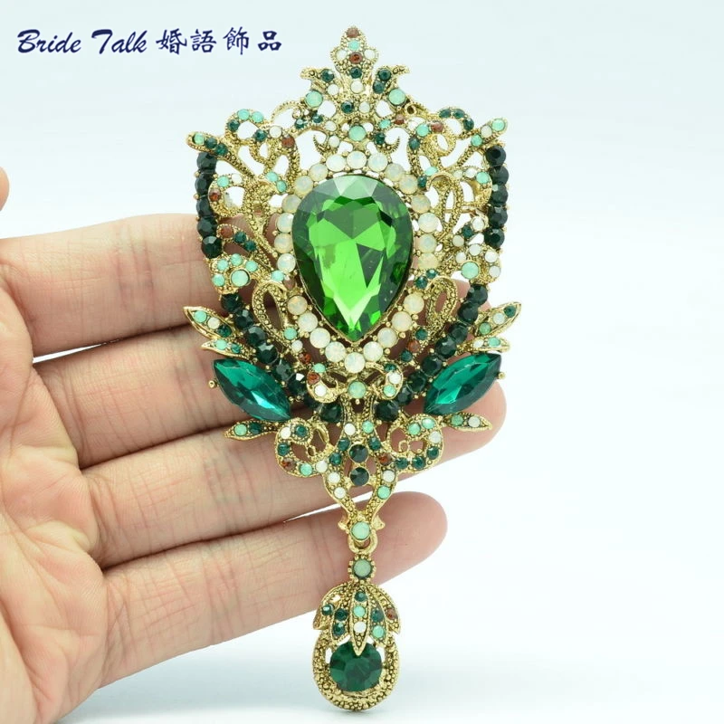 Модные ювелирные изделия классический корона падения цветка зеленый кристалл