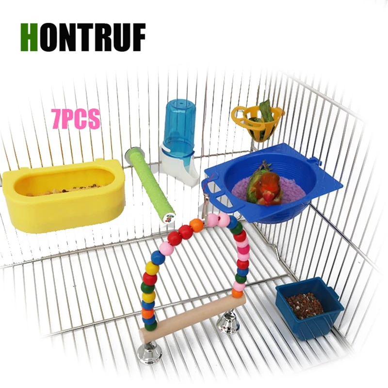 7 шт. поилка для птиц в виде птичьей клетки|Игрушки птиц| |