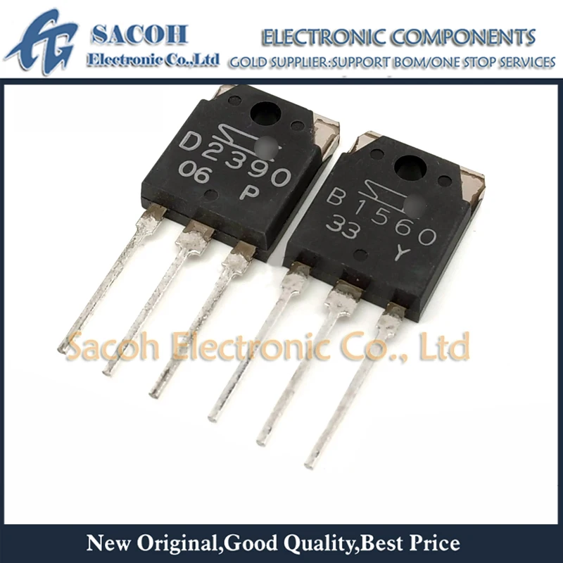 

New original 5Pairs(10PCS)/Lot 2SB1560 B1560 + 2SD2390 D2390 TO-3P 10A 160V Silicon Darlington Power Transistors