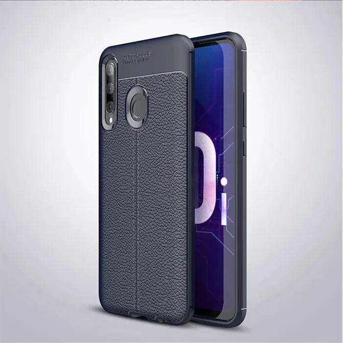 Тонкий чехол для huawei Honor 10i Чехол кожаный силиконовый мягкий ТПУ бампер Роскошный чехол для телефона для huawei P Smart Plus чехол - Цвет: Синий