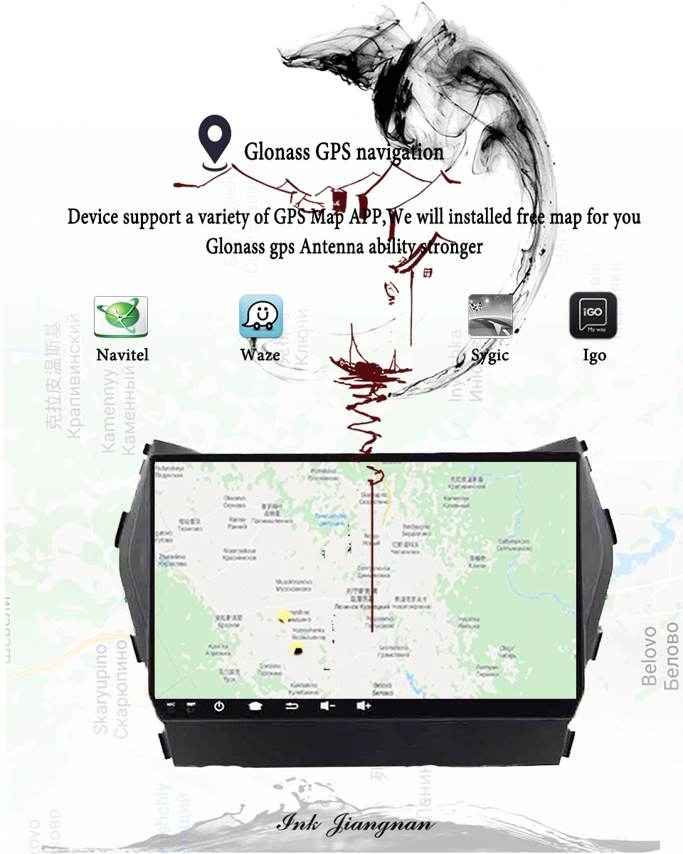 Для hyundai IX45 Santa fe 2013 Автомобильный gps navi glonass видео мультимедийный проигрыватель dvd android 9,0 восьмиядерный 4 Гб ram 64G rom usb sd dvr