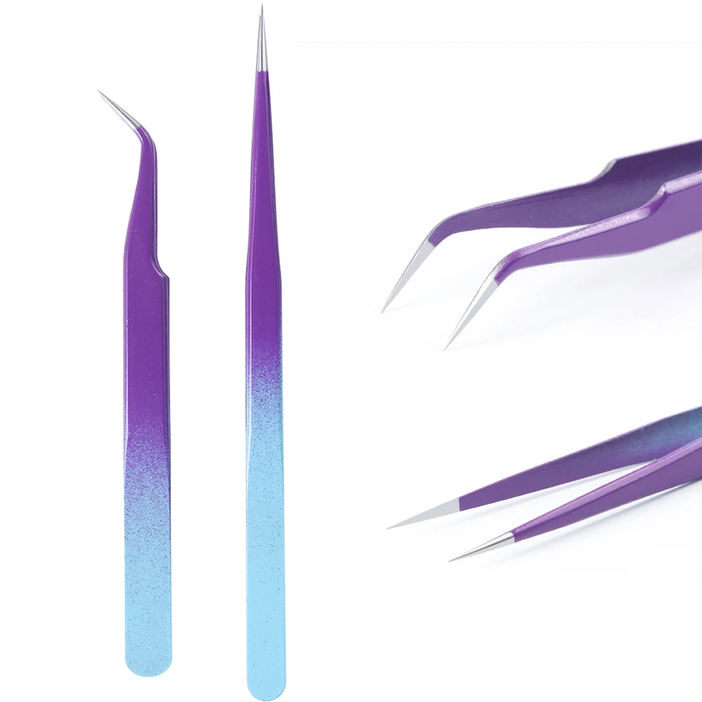 1 шт. прямые изогнутые хамелеоны радужные нержавеющие щипцы для бровей Пинцет