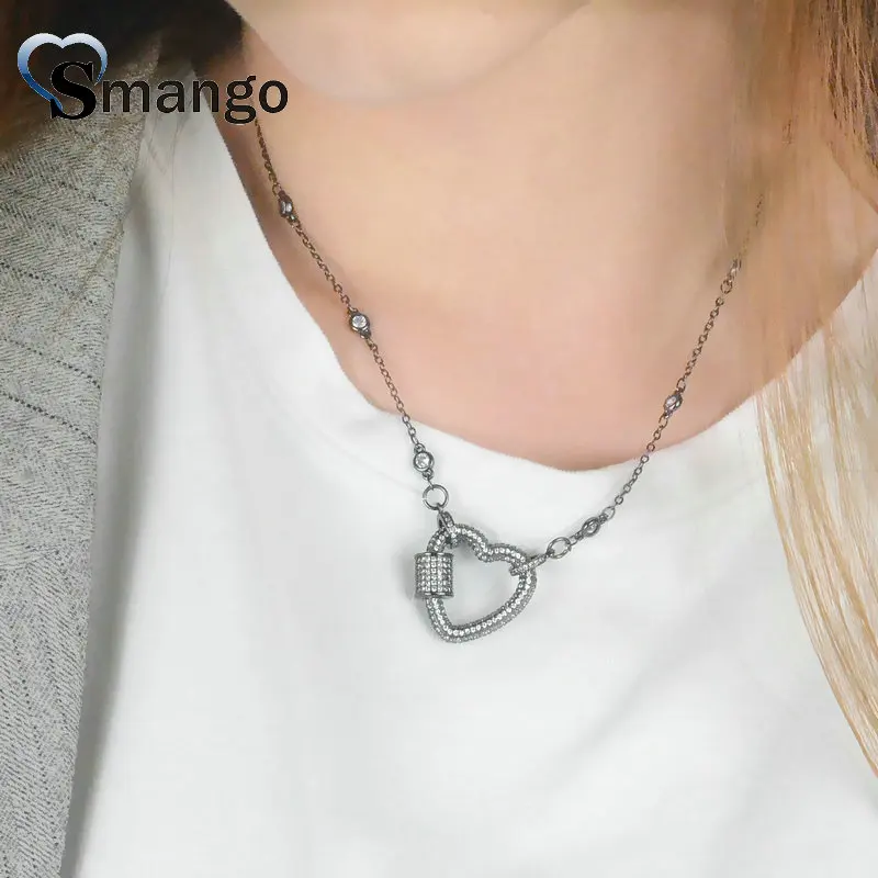 White 5 шт., Женская мода в форме сердца крапановая закрепка CZ установка ожерелье, 5 цветов покрытия, можно смешивать - Окраска металла: White