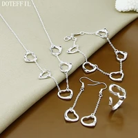 doteffil 925 sterling silver heart necklace bracelet earring ring set for woman wedding engagement party fashion charm jewelry