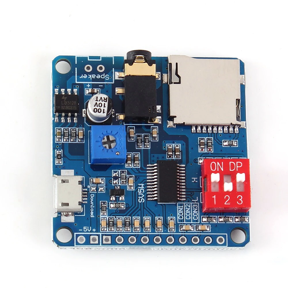 Arduino Voice Playback Amplifier Module 5W MP3 Music Player with SD/TF Card and UART I/O Trigger - Class D image 3