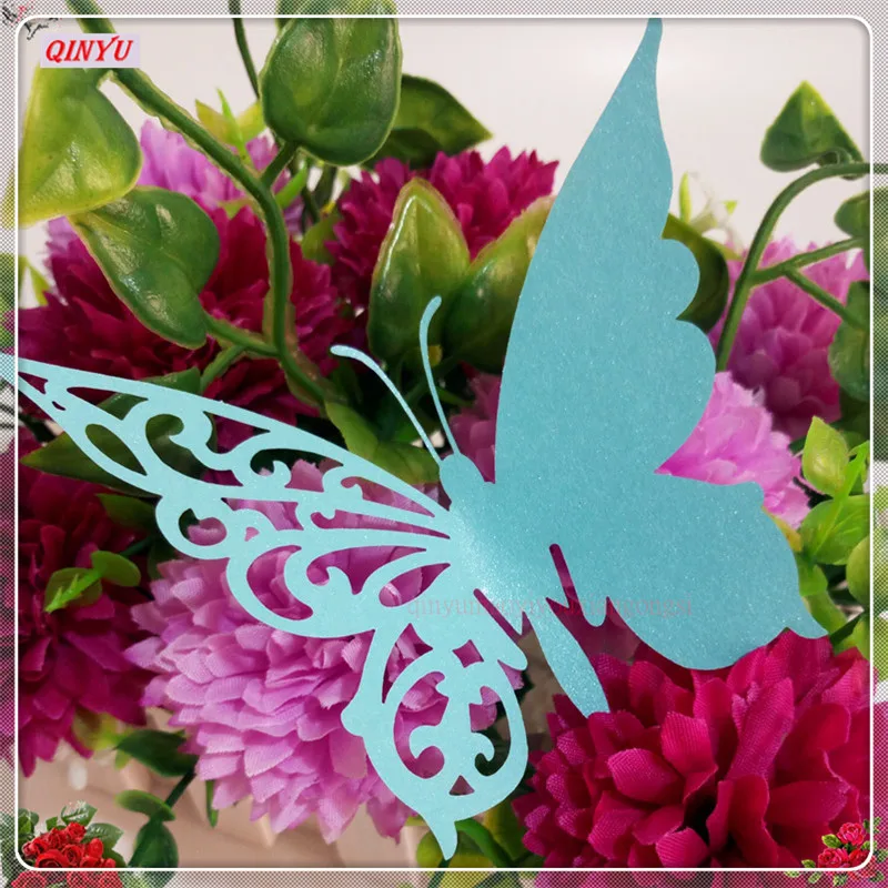 DIY Butterfly 100 pcs 21 color Place Escort Wine Glass Cup Paper Card for Wedding Party Home Decorations Name Cards 8z | Дом и сад
