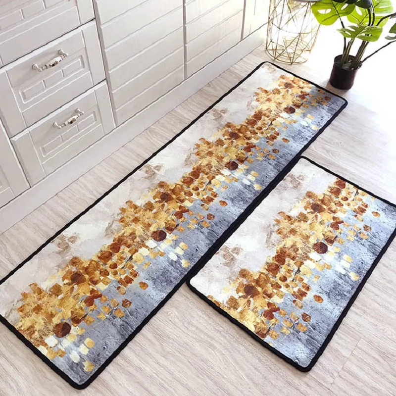 

Nordic style Kitchen absorbent strip mat non-slip oilproof household customizable door mat bathroom door mat velvet printed rug
