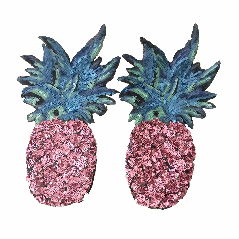 2018 New Pink Pineapple Patches for Clothes T-shirt DIY Decoration Sequins Patch Sewing on Applique Embroidery 2Pcs/set | Дом и сад