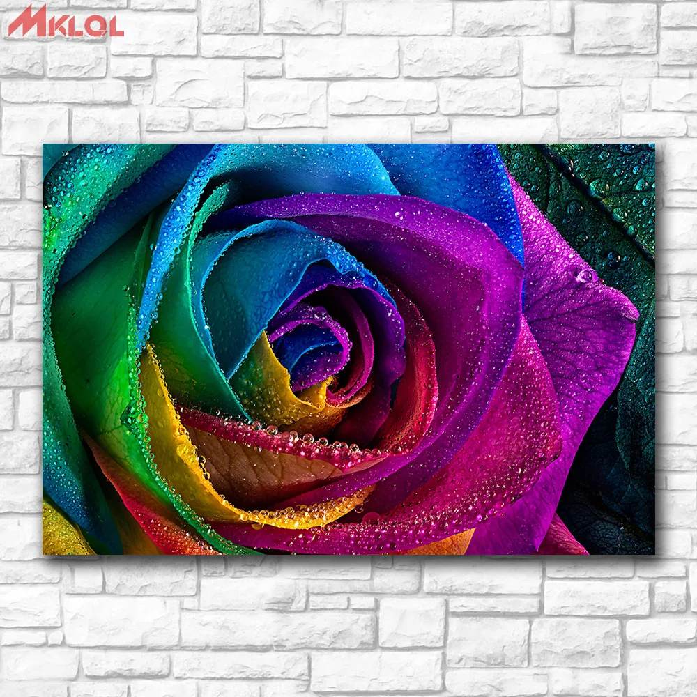 

Large Size colored Rose closeup 3 Wall Art Paiting Canvas Home Decor Wall oil Painting Print Nice wall picture for living room