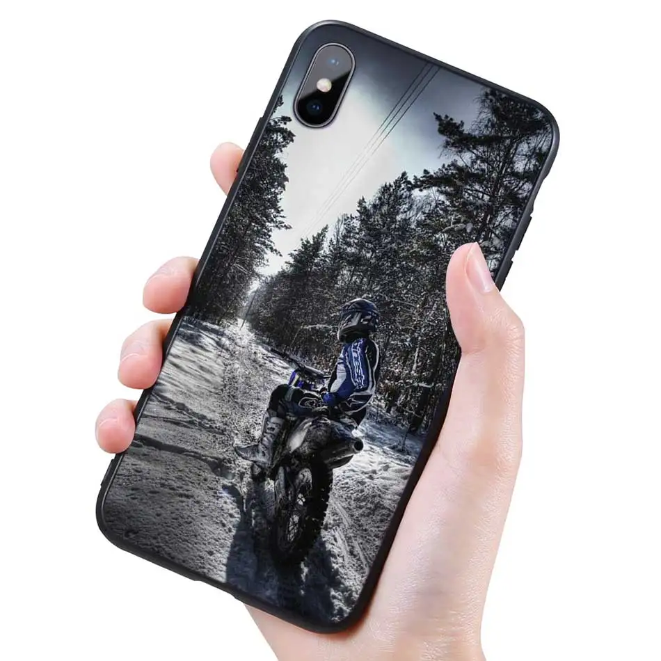 004 Силиконовый черный чехол для iPhone 11 Pro XR X XS MAX 7 8 6 6S Plus 5 5S SE 7Plus 8Plus мобильный телефон moto Cross moto rcycle sports - Цвет: 004
