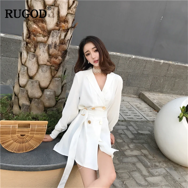 Женское платье рубашка с длинным рукавом RUGOD Элегантное повседневное в Корейском
