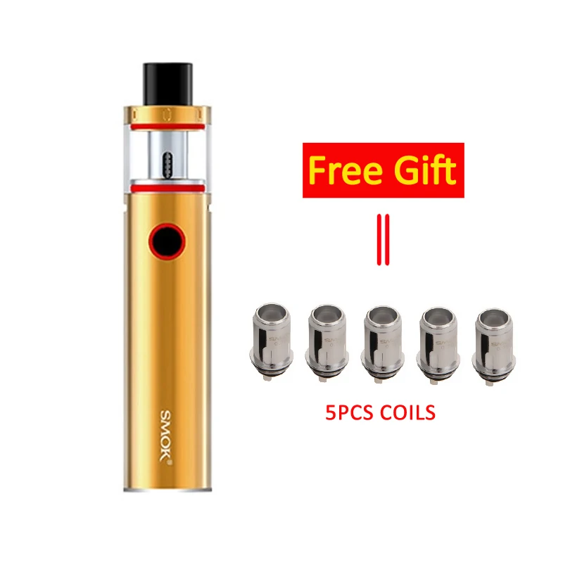Smok Vape Pen 22 комплекта встроенный аккумулятор 1650 мАч с вейп-ручкой 22 резервуара Ом двухъядерный светодиодный индикатор электронная сигарета - Цвет: gold with 5pcs coils