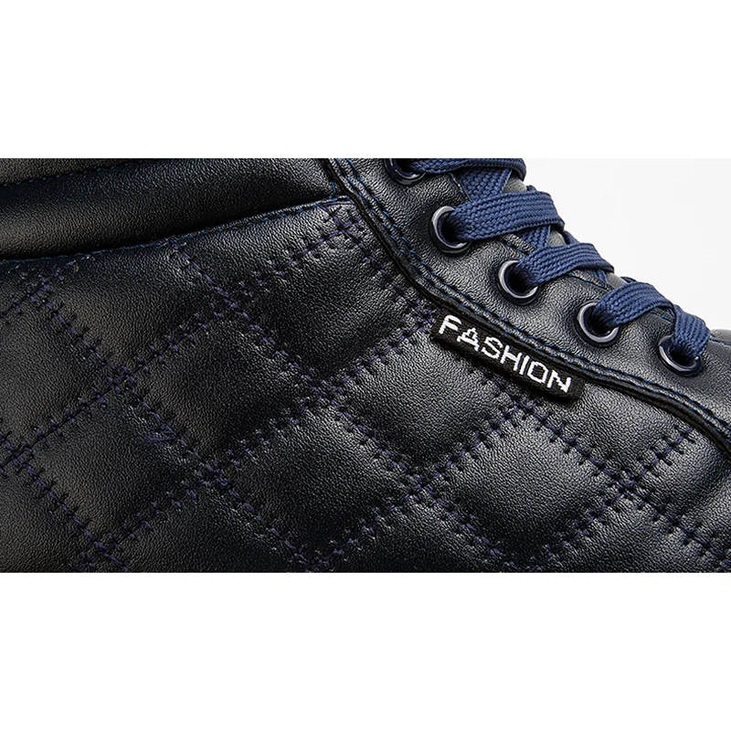 2018 Новые популярные мужские ботинки модные теплые зимние кожаные на меху