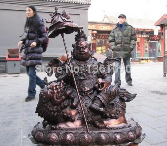 

Xd 00815 19 "Тибет Чистая красная бронза Медь сокровище King Jambhala Vaishravana статуя Будды