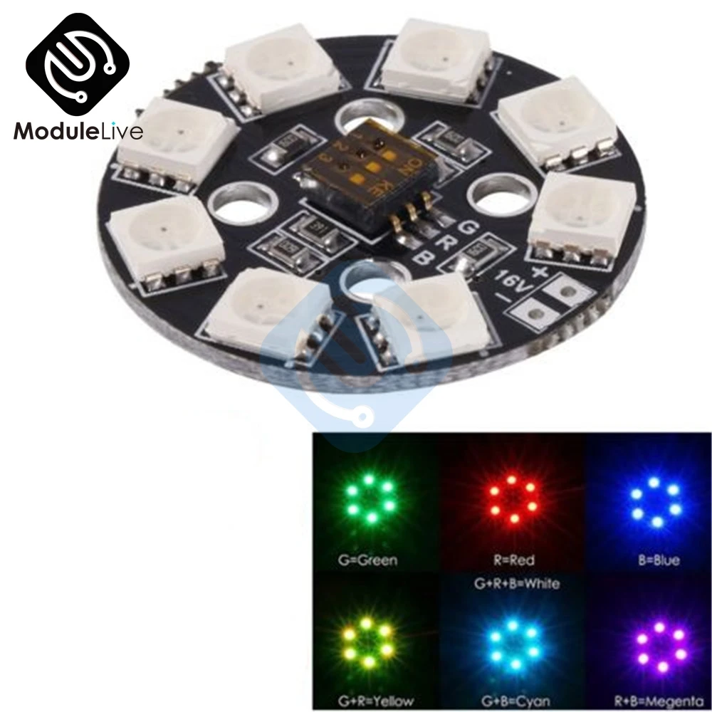 7 цветов RGB светодиодный круглая пластина 5050X8/16 V для Мультикоптер FPV RC F17710